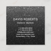 歯科用金属歯のロゴ黒グリッター歯科 スクエア名刺 (裏面)