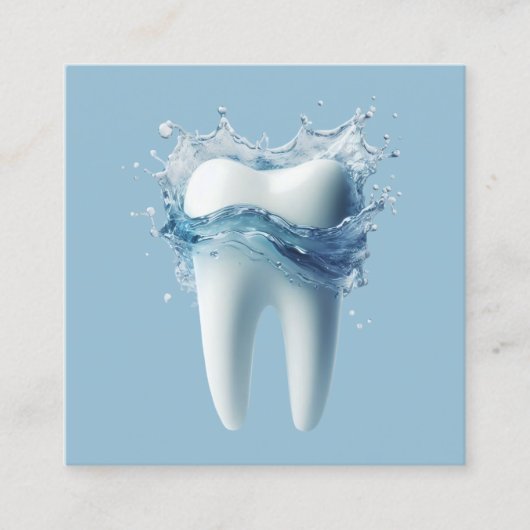 歯科用3D歯および水エレガント歯科医 スクエア名刺 (正面)