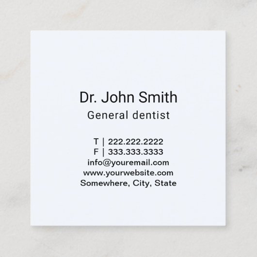 歯科用3D歯および水エレガント歯科医 スクエア名刺 (裏面)