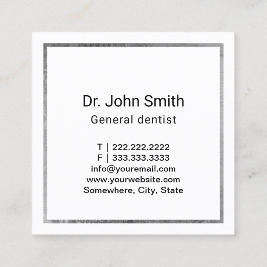 歯科用3D歯プロフェッショナル歯科医 スクエア名刺 (裏面)