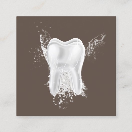 歯科用3D歯プロフェッショナル茶色の歯科医院 スクエア名刺 (正面)