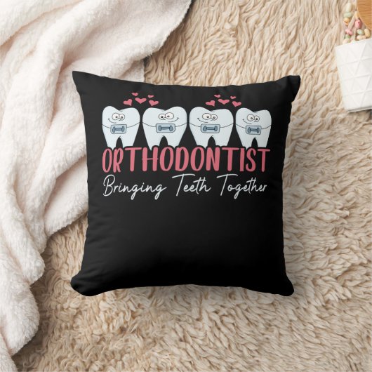 歯科矯正医で歯を結ぶ可愛いブレース クッション (ブランケット)