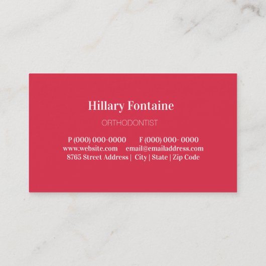 歯科矯正医の歯科医の名刺 名刺 (裏面)