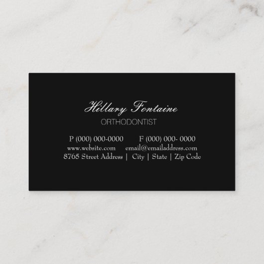 歯科矯正医の歯科医の歯科部の名刺 名刺 (裏面)