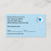 歯科矯正医アポイントメントの名刺（一括） 予約カード (正面)