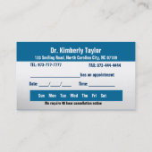 歯科矯正医アポイントメントカード – 色の変更 予約カード (裏面)