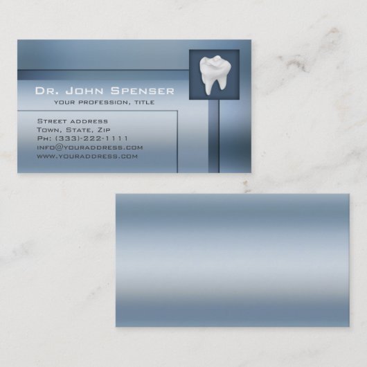 歯科矯正医ブルーメタル名刺 名刺 (正面/裏面)