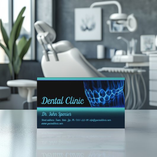 歯科矯正医ブルー歯と歯茎の名刺 名刺