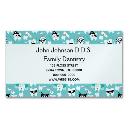 歯科練のかわいい歯型歯医者 マグネット名刺 (正面)