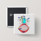 歯科衛生ボタンの昇格 缶バッジ (正面&裏面)