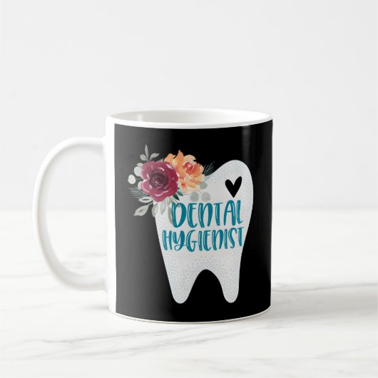歯科衛生士かわいらし用花歯 コーヒーマグカップ (左)