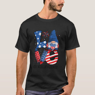 歯科衛生士が好きな7月4日グノームアメリカ愛国心 Tシャツ