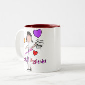 歯科衛生士のギフトの愛らしいハートのデザイン ツートーンマグカップ (正面左)