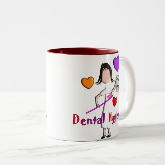 歯科衛生士のギフトの愛らしいハートのデザイン ツートーンマグカップ (正面右)
