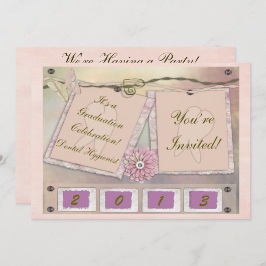 歯科衛生士の卒業のパーティの招待状2013年 招待状 (正面/裏面)