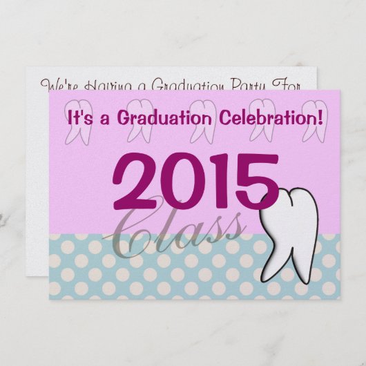 歯科衛生士の卒業のパーティの招待状2015年 招待状 (正面/裏面)