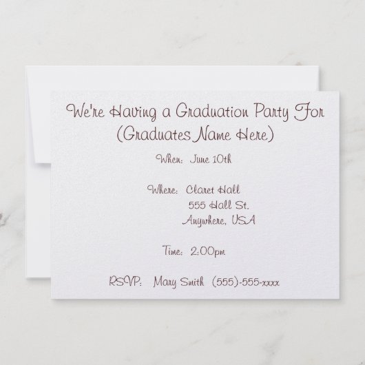 歯科衛生士の卒業のパーティの招待状2015年 招待状 (裏面)