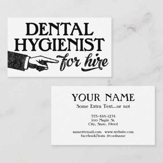 歯科衛生士の名刺 – カッコいいヴィンテージ 名刺 (正面/裏面)