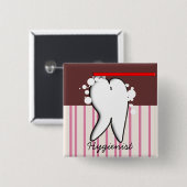 歯科衛生士の大きい歯ボタン 缶バッジ (正面&裏面)