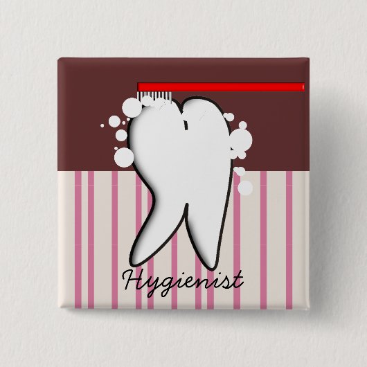 歯科衛生士の大きい歯ボタン 缶バッジ (正面)