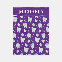 歯科衛生士の歯型（紫） フリースブランケット