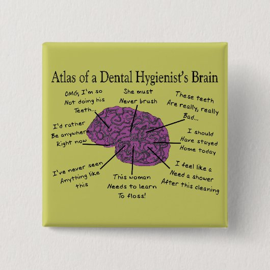 歯科衛生士の脳図 缶バッジ (正面)