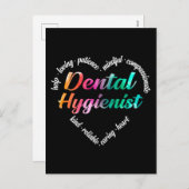 歯科衛生士ハートワードクラウドウォーター色 シーズンポストカード (正面/裏面)