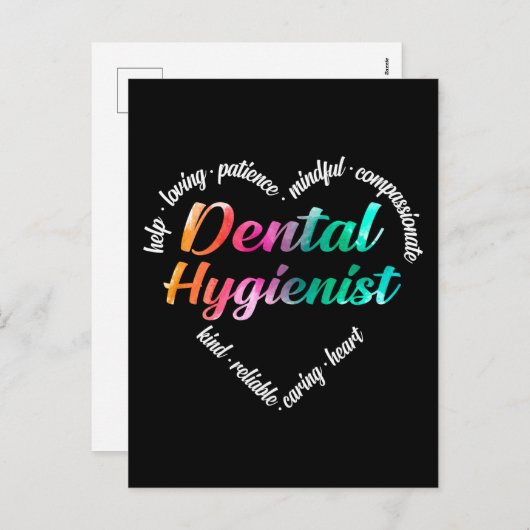 歯科衛生士ハートワードクラウドウォーター色 シーズンポストカード (正面/裏面)