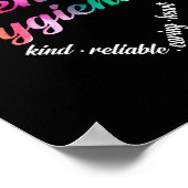 歯科衛生士ハートワードクラウドウォーター色 ポスター (角)