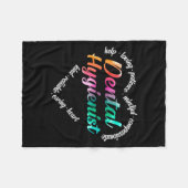 歯科衛生士ハート用ワードクラウド水彩 フリースブランケット (正面(横))