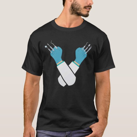 歯科衛生士及び歯科医師用歯科用工具 Tシャツ (正面)