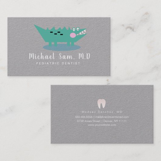 歯科衛生士小児歯科医アリゲーターのロゴ 名刺 (正面/裏面)
