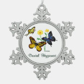 歯科衛生士蝶 スノーフレークピューターオーナメント (正面)