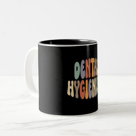 歯科衛生士誇りを持った職業 ツートーンマグカップ (正面左)