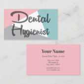 歯科衛生士 – レトロデンタルピンクミントグレー 名刺 (正面/裏面)