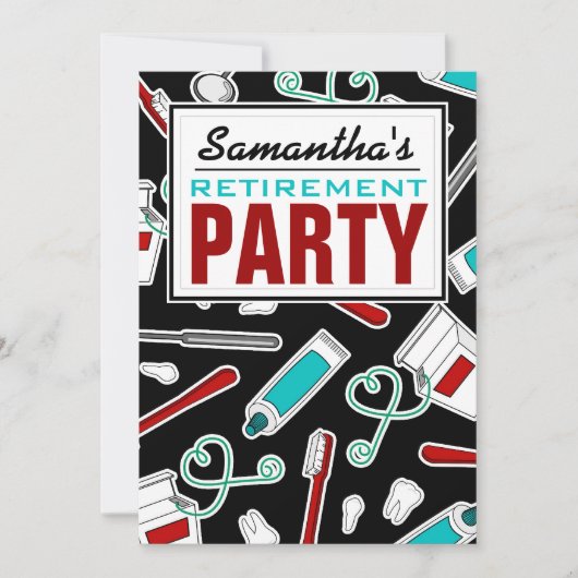 歯科衛生士/歯医者退職パーティー 招待状 (正面)