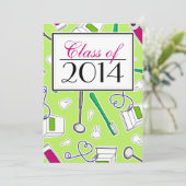 歯科衛生士/歯学部の卒業の緑 招待状 (スタンド正面)