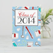 歯科衛生士/歯学部の卒業-青 招待状 (スタンド正面)