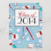 歯科衛生士/歯学部の卒業-青 招待状 (正面/裏面)