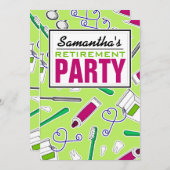 歯科衛生士/歯科医の退職パーティーの緑 招待状 (正面/裏面)