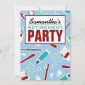 歯科衛生士/歯科医の退職パーティー-青 招待状 (正面)