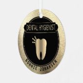 歯科🦷衛生士 – 黒と金ゴールド メタルオーナメント (正面左)