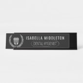 歯科衛生士-黒と銀 デスクネームプレート (正面)