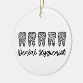 歯科衛生士 | RDH歯医者ヒョウの歯ギフト セラミックオーナメント (左)