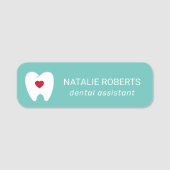 歯科補助歯ハートティール（緑がかった色）歯科医 名札 (正面)