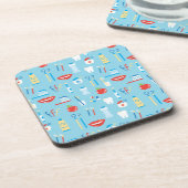 歯科青いパターン コースター (左側)