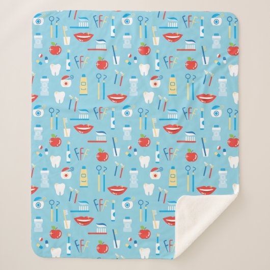歯科青いパターン シェルパブランケット (正面)