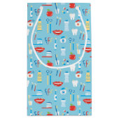 歯科青いパターン スモールペーパーバッグ (裏面)