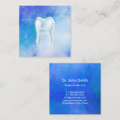 歯科3D歯の青い水彩画の歯科医 スクエア名刺 (正面/裏面)