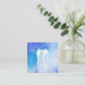 歯科3D歯の青い水彩画の歯科医 スクエア名刺 (スタンド正面)